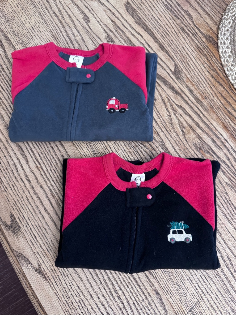 Gerber Navy & Red Fleece Zip-Front Top with Car Embroidery 6-9M